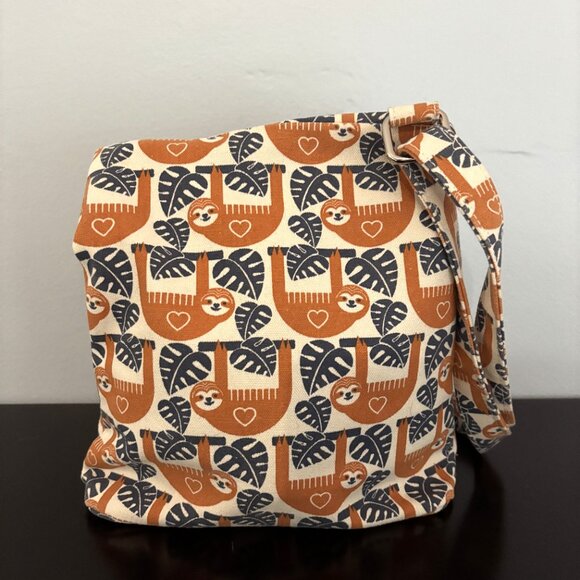 Bungalow 360 Orange & Blue Sloth Small Canvas Messenger Bag - Picture 4 of 13